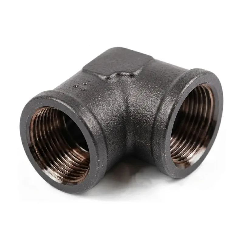 Black iron 90-degree pipe elbow