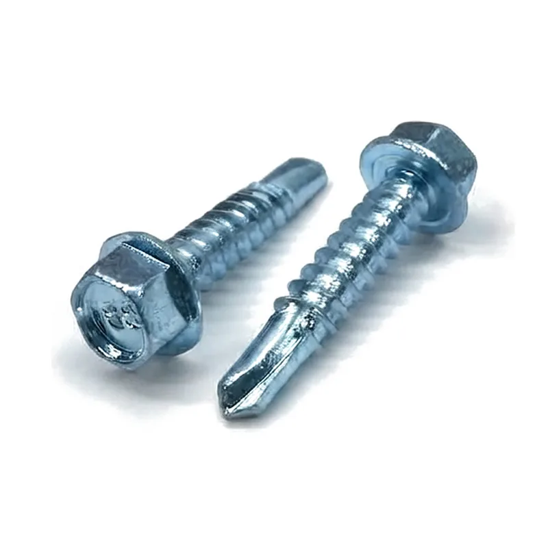 Zinc-plated hex washer head self-drilling screw